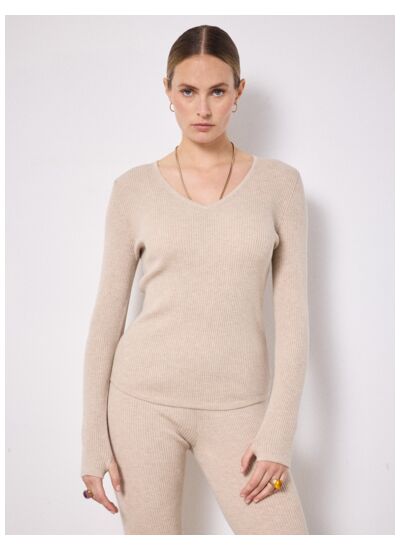 Pull laine Trey BEIGE_CHINE
