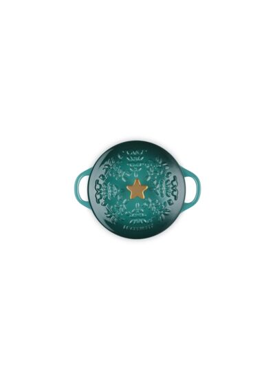 Mini Cocotte Ronde Relief Artichaut 14cm Bouton Étoile Doré