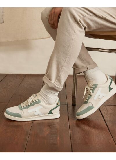 Baskets basses écrues & kaki clair