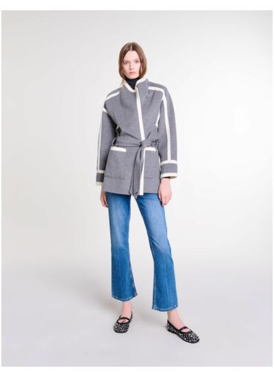 Manteau court bicolore