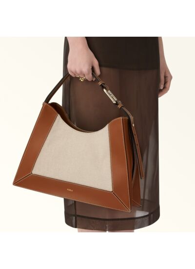 FURLA NUVOLA L HOBO - VITELLO ROMA+TESSUTO CANVAS