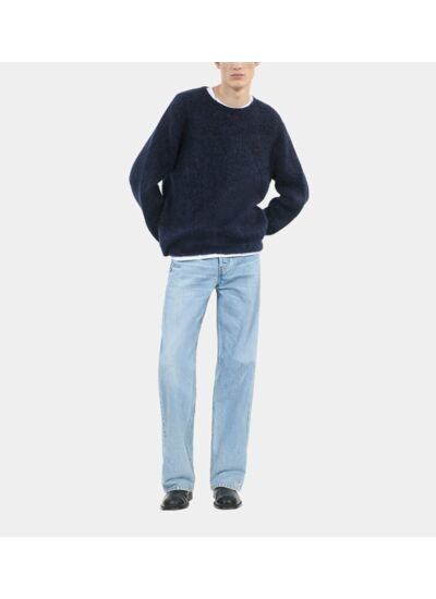 Pull En Mohair Et Laine Bleu Marine Homme