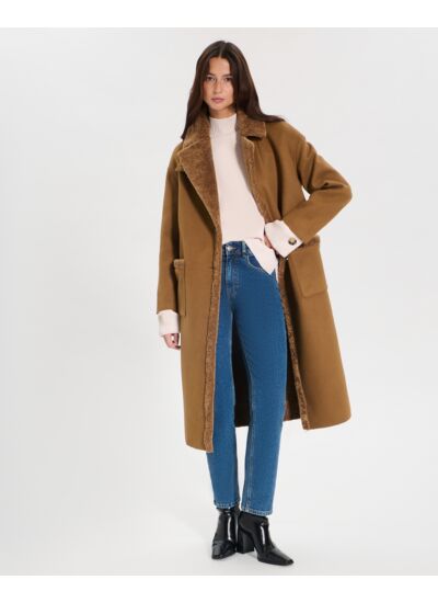Manteau Myrthe Noisette en Polyester