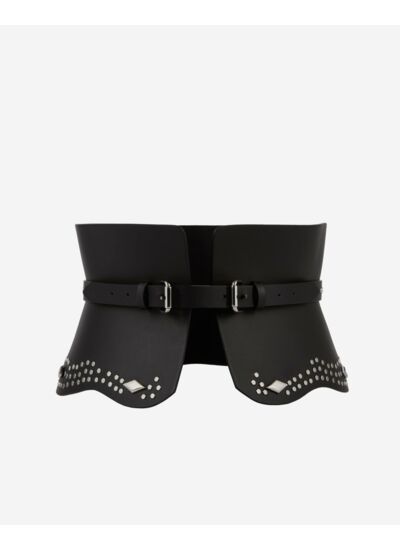 Ceinture Corset En Cuir Noir Avec Clous