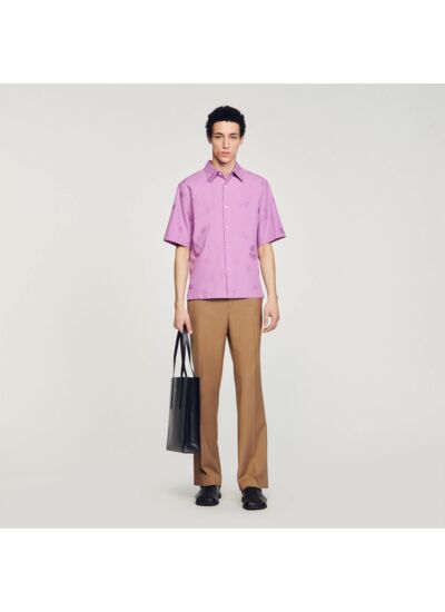 Chemise oversize jacquard fleurs