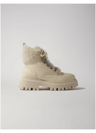 Bottines chunky en fausse fourrure