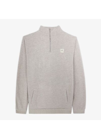 Sweat Sylvain col zippé beige chiné