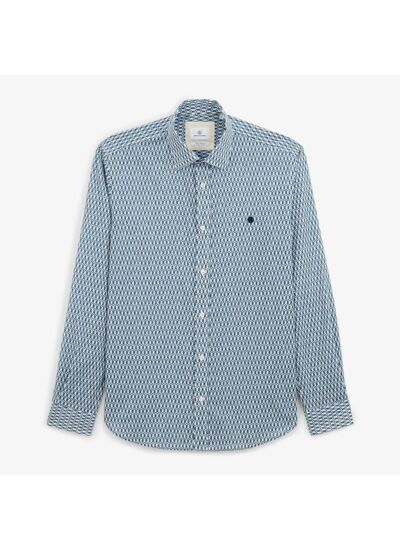 Chemise imprimé géométrique bleu aviateur