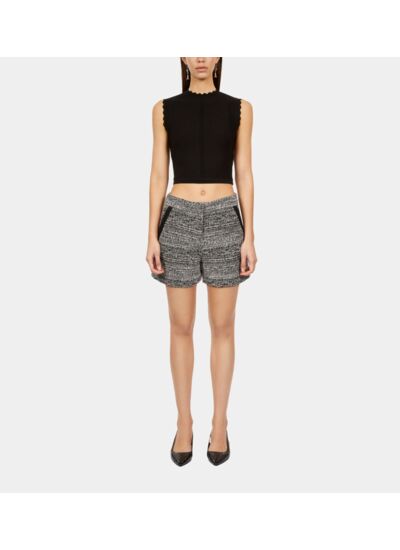 Short En Tweed Detail Galon Femme