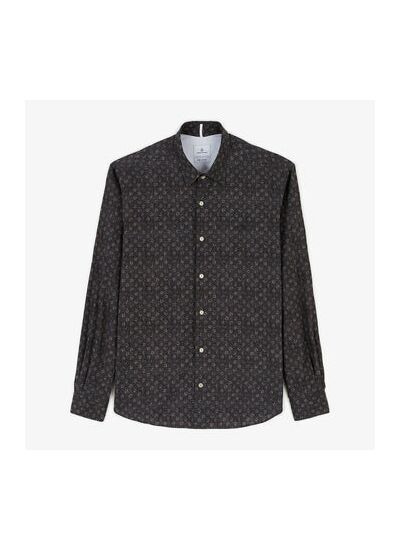 Chemise popeline imprimée charbon coupe ajustée