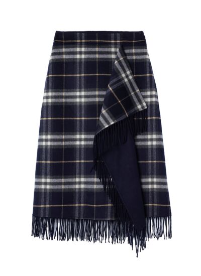 Jupe drapée tartan - Femme - MARINE