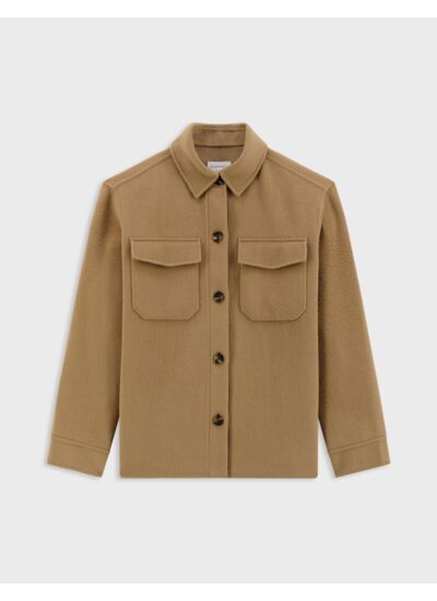 Manteau court iriel en laine d´agneau double face unie beige