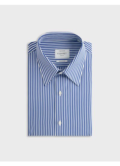Chemise col prodigieux en popeline rayée marine