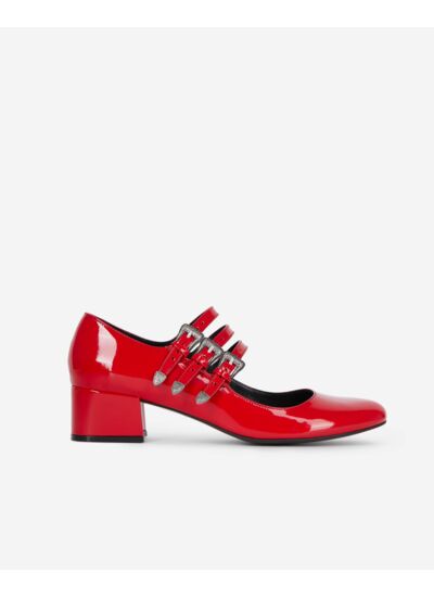 Babies En Cuir Rouge Avec Boucles Western