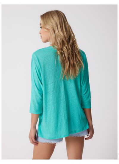T-shirt lin Emilie GREEN_FLASH