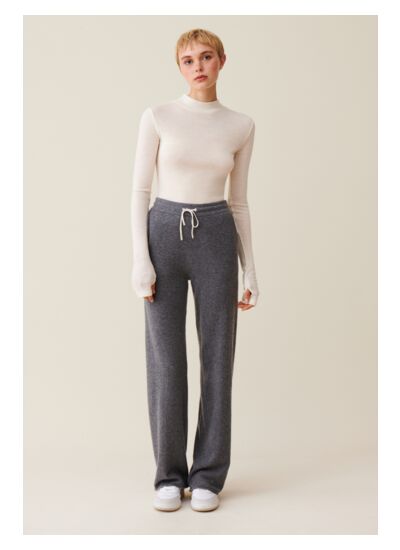 Pantalon fluide cachemire gris