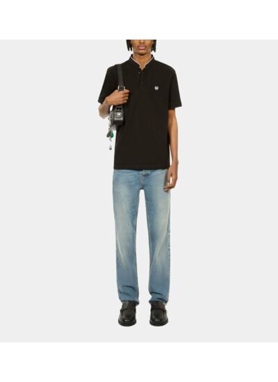 Polo Noir En Coton Piqué Homme
