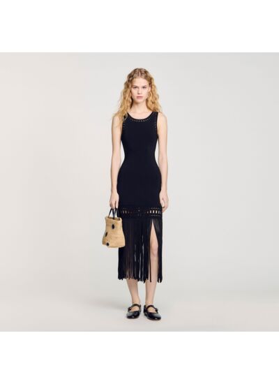 Robe en maille frangée
