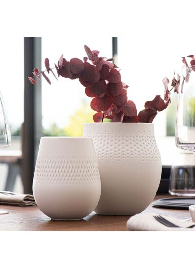 Manufacture Collier blanc Vase Carré grand 20,5x20,5x22,5cm