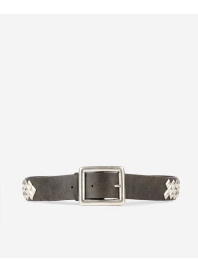 Ceinture Cloutée En Cuir Marron