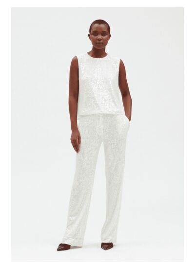 Pantalon à sequins blanc