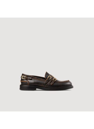 Mocassins en cuir patiné