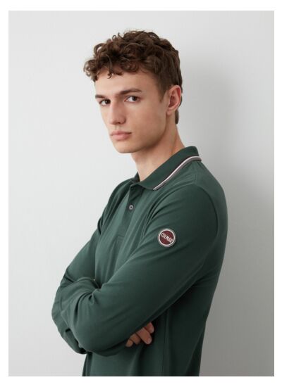 Polo à manches longues en piqué extensible