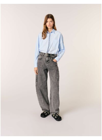 Chemise en popeline avec strass