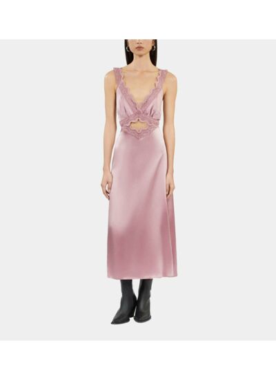 Robe Nuisette Longue Lilas Avec Guipure