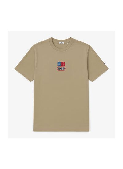 T-shirt manches courtes en coton avec imprimé SB1958 beige
