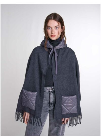 Poncho en laine à capuche