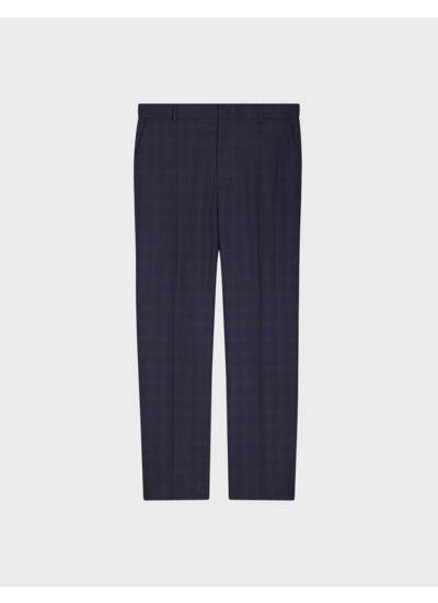 Pantalon de costume greyson en toile de laine vierge à carreaux marine