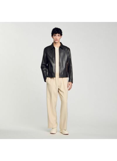 Blouson en cuir effet usé