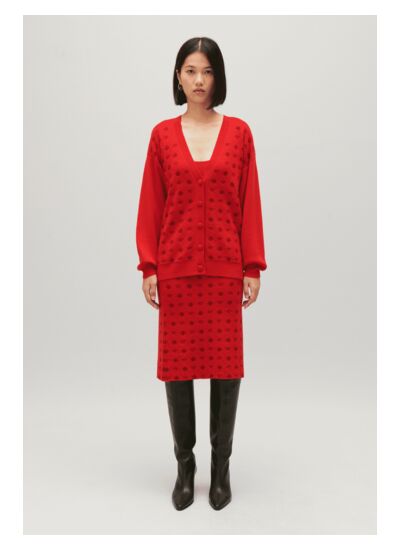 Cardigan jacquard rouge