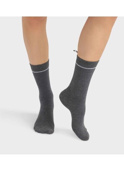 Chaussettes unisexes en coton modal côtelé Gris Dim Icons