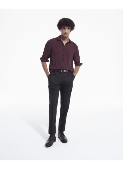 Chemise Slim Decintree Unie Patte De Boutonnage Cachee