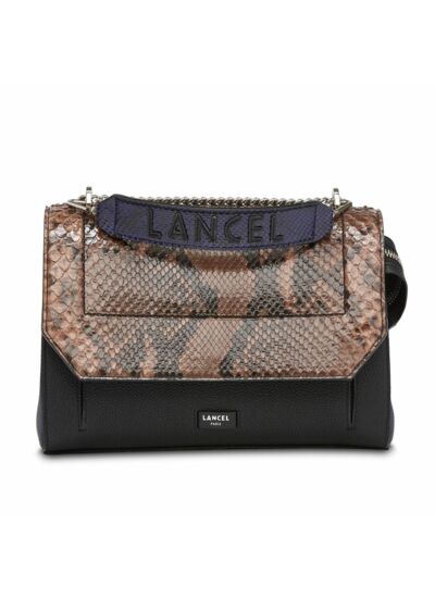 Ninon de Lancel - Sac rabat avec poignée - Grand modèle - Noir/Bleu/Brun