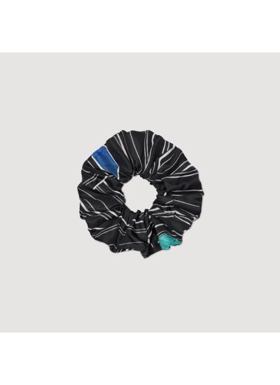 Chouchou en soie à imprimé rayures