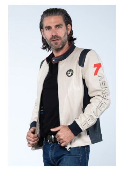 BLOUSON CUIR ARI ECRU