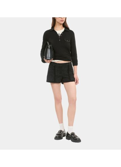 Polo Manches Longues Noir Femme