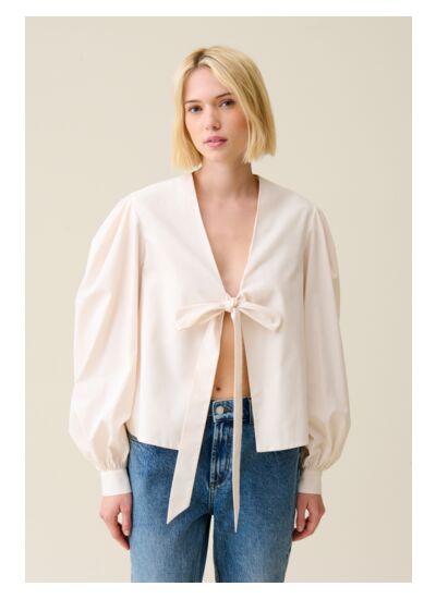 Blouse col V à nouer