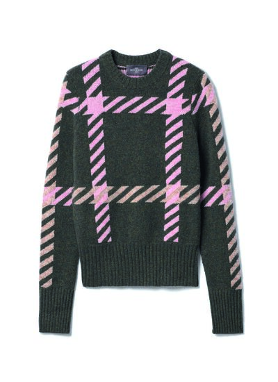 Pull col rond jacquard maxi tartan - Femme - CHASSE