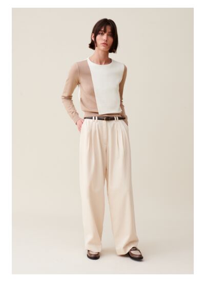 Pull court rabat ton sur ton