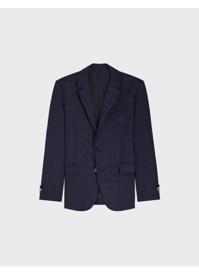 Veste de costume gordon en toile de laine vierge à carreaux marine