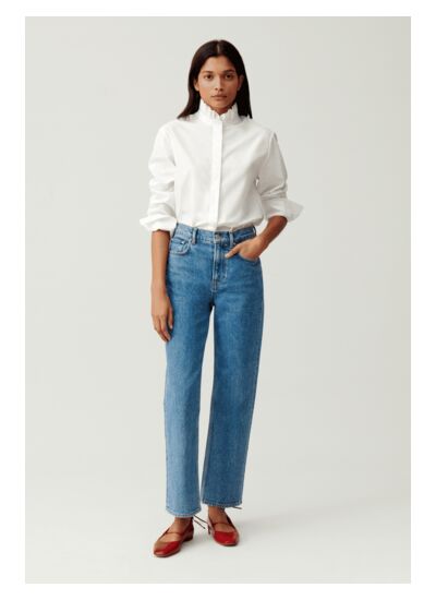 Chemise col volant blanche