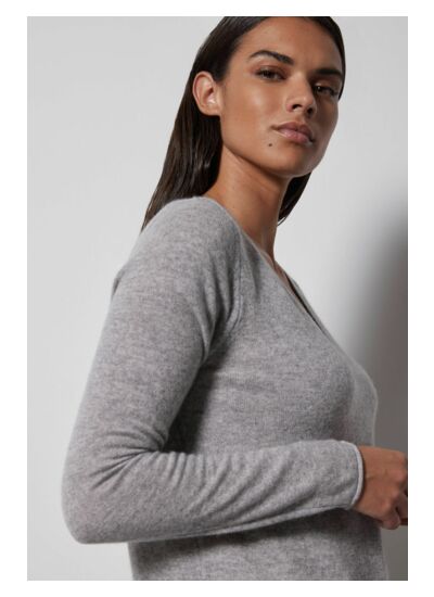 Pull col V Neva GRIS CHINE CLAIR 007