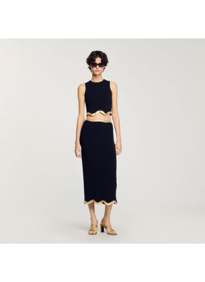 Jupe longue en maille à détail chaîne