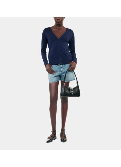 Cardigan En Laine Bleu Marine Femme