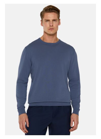 Pull Ras-du-cou Indigo En Coton Pima