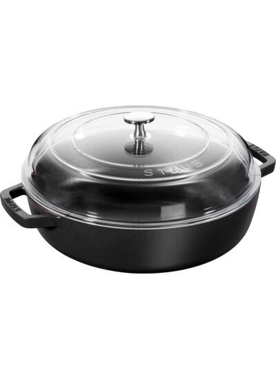 Sauteuse 28 cm avec couvercle en verre, Noir, second choix